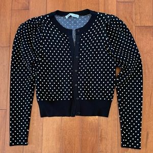 Zara Black Cardigan with White Polka Dots
